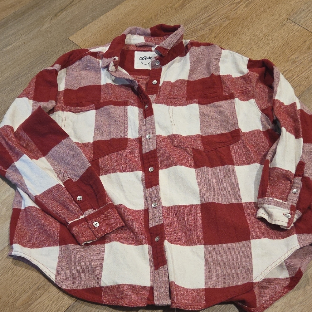 Aerie Red and White Checkered Shirt